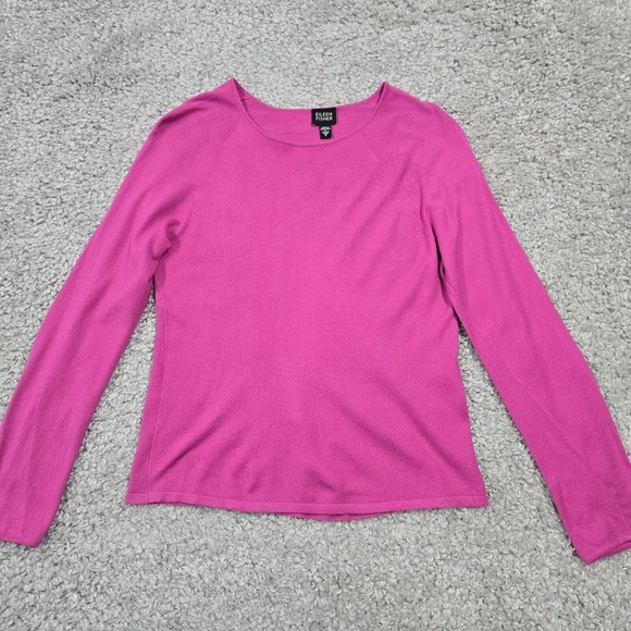 Vintage Eileen Fisher Sweater Womens Small Pink Long Sleeve Pullover Stretch - Picture 1 of 11